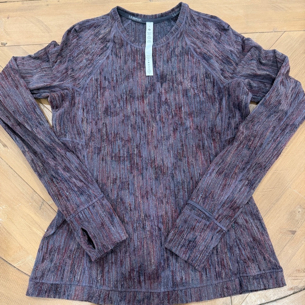 lululemon athletica Ru Lu Maroon Heathered Long Sleeve Top Size 8